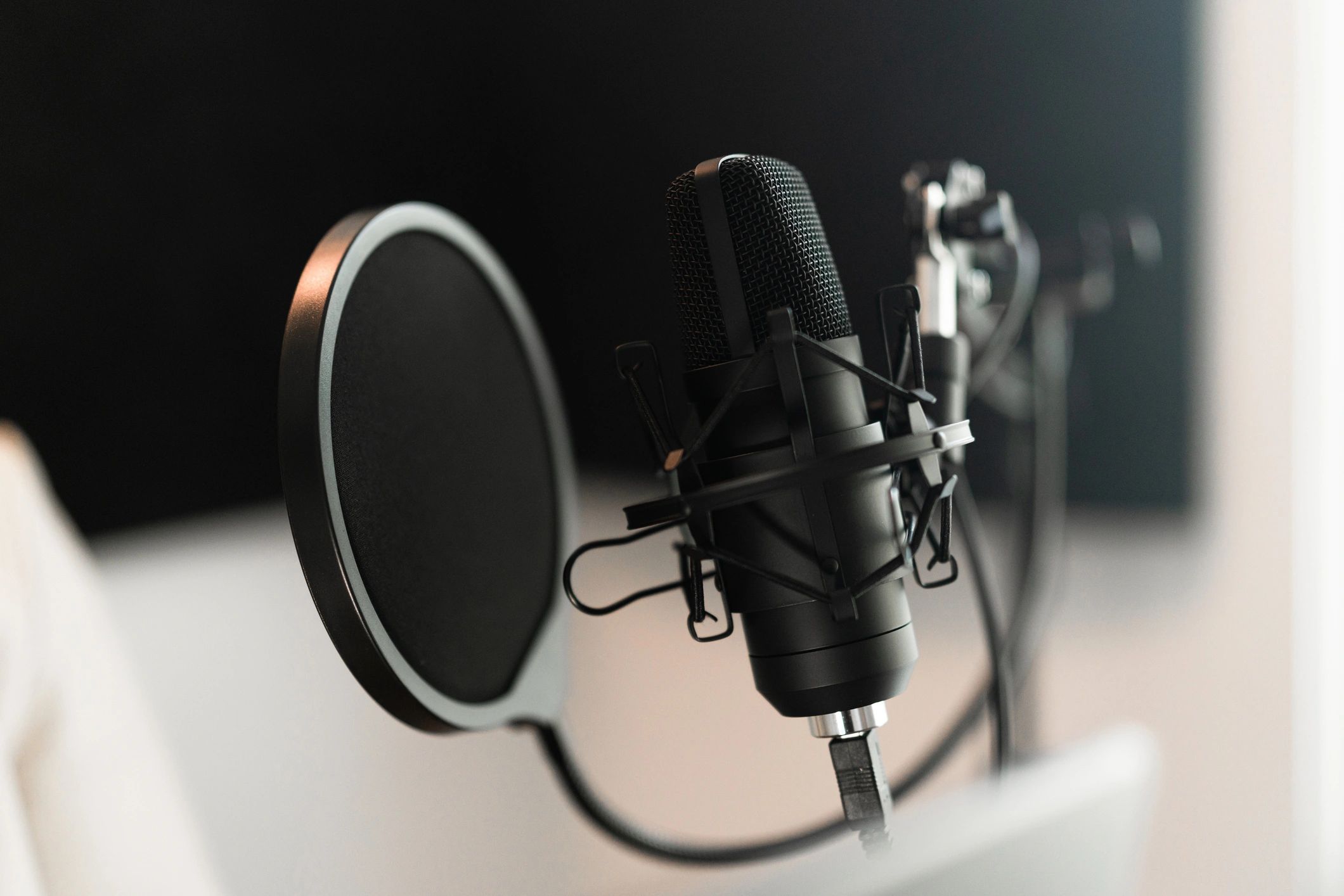 Microphone in a radio studio